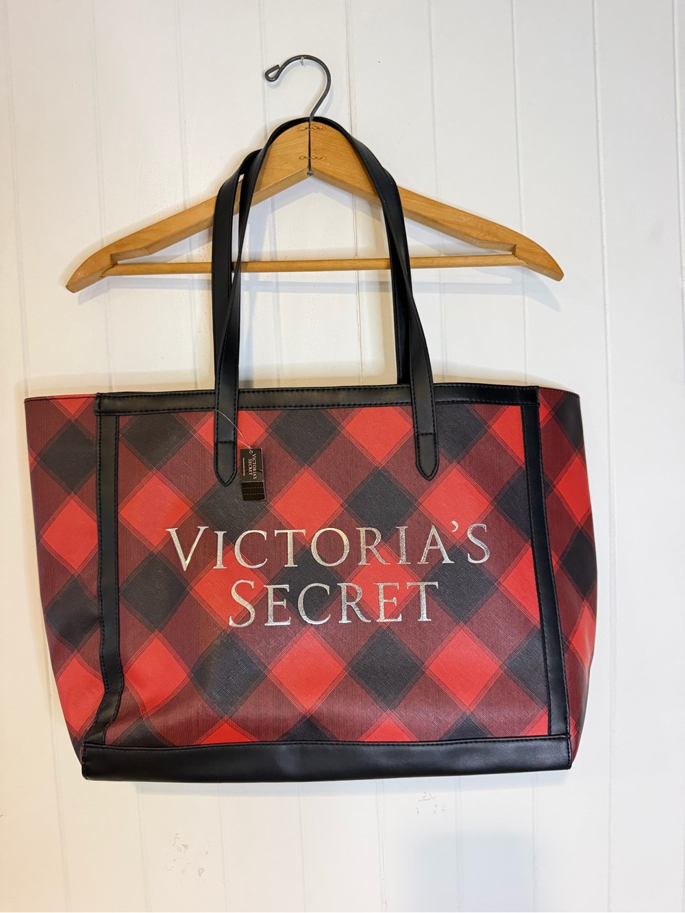 Victoria's Secret Red and Black Plaid Tote